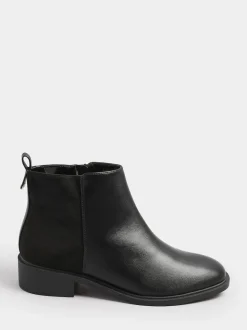 Yours Curve Black Wide Fit Extra-Wide Fit Metal Trim Ankle Boots