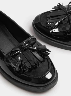 Yours Curve Black Wide Fit Extra Wide Fit Tassel Patent Loafers