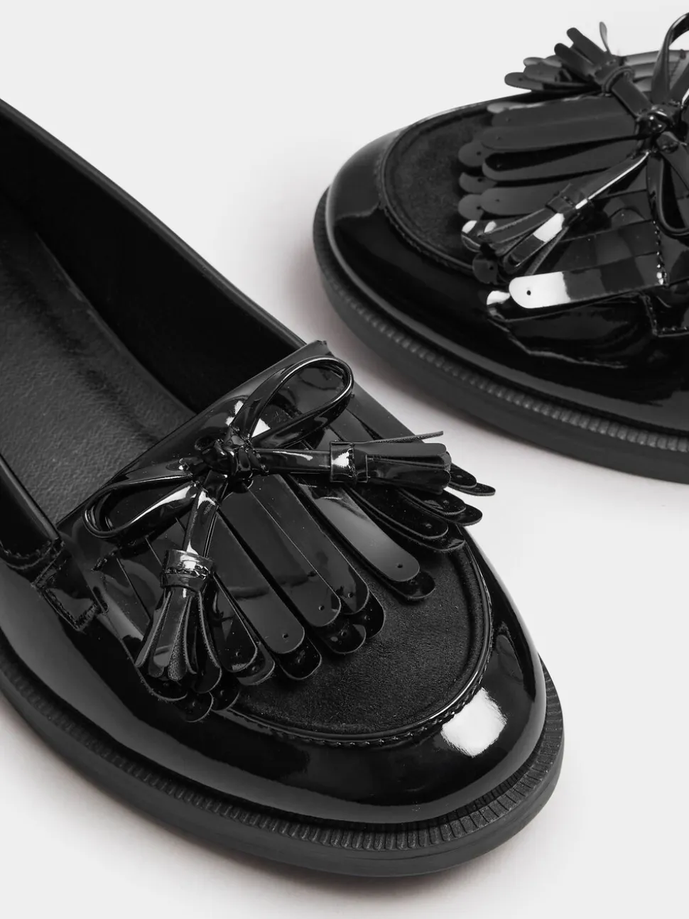 Yours Curve Black Wide Fit Extra Wide Fit Tassel Patent Loafers