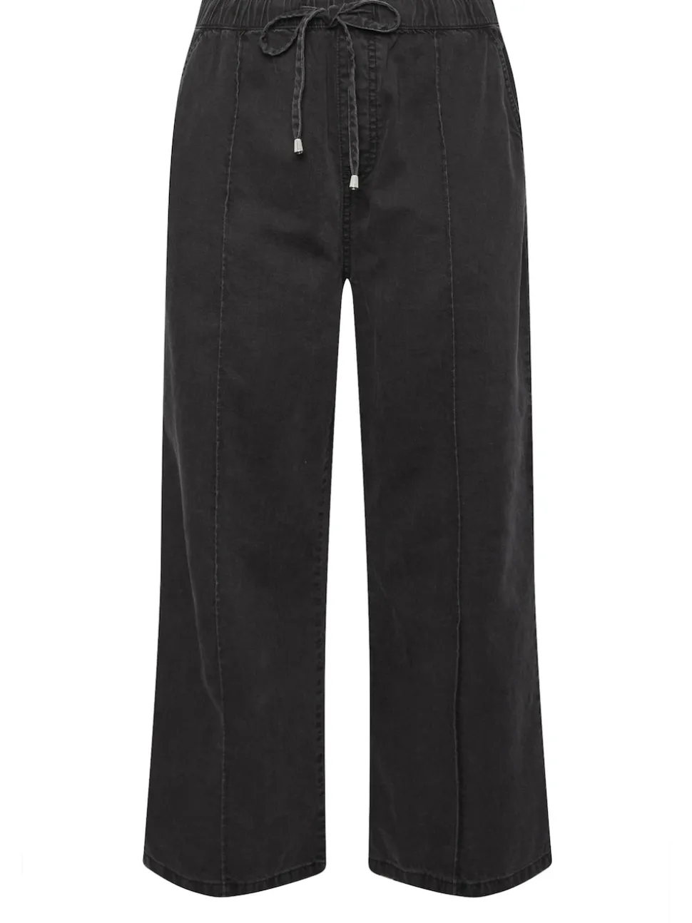 Yours Curve Black Wide Fit Wide Leg Seam Front Jeans
