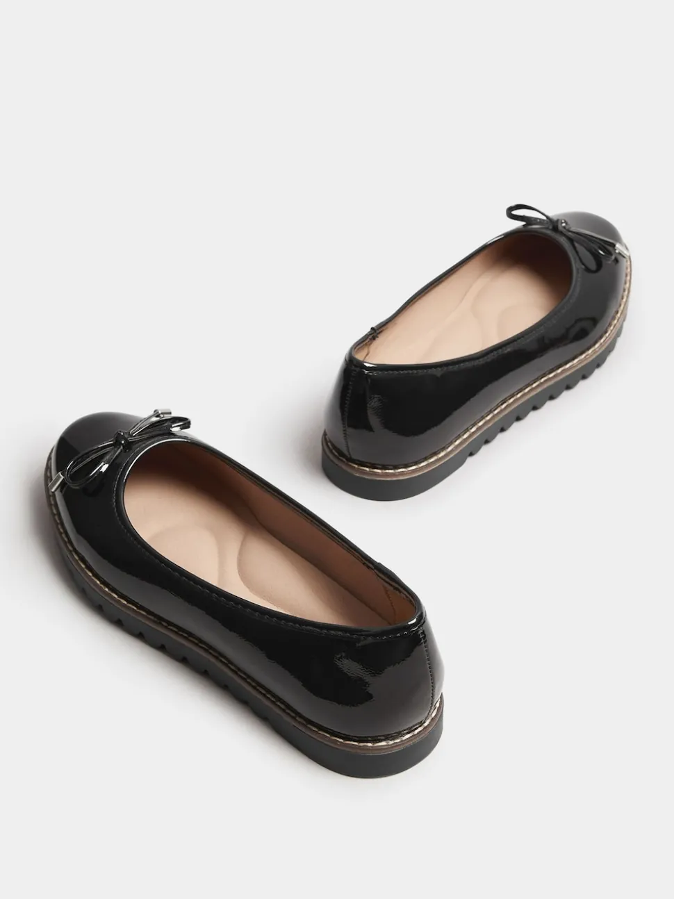 Yours Curve Black Wide Fit Ballet Patent Shoes