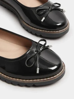 Yours Curve Black Wide Fit Ballet Patent Shoes