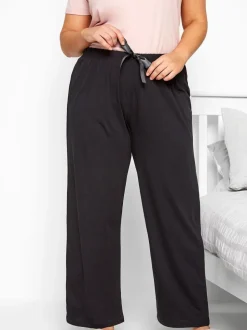 Yours Curve Black Wide Leg 100% Cotton Pyjamas