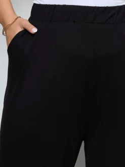 Yours Curve Black Wide Leg Trousers