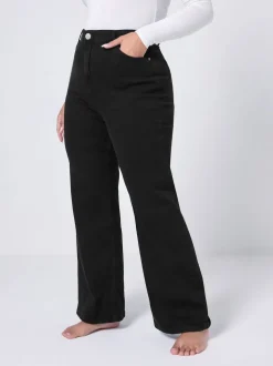 Yours Curve Black Wide Leg Jeans