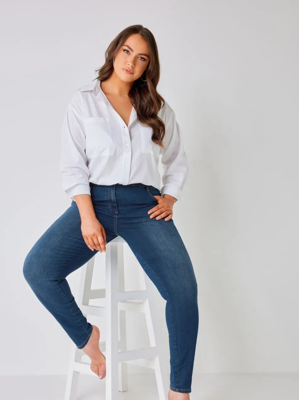 Yours Curve Blue Curve Skinny Stretch AVA Jeans