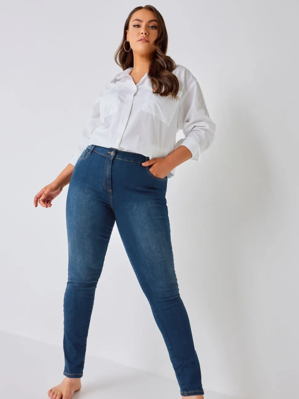 Yours Curve Blue Curve Skinny Stretch AVA Jeans