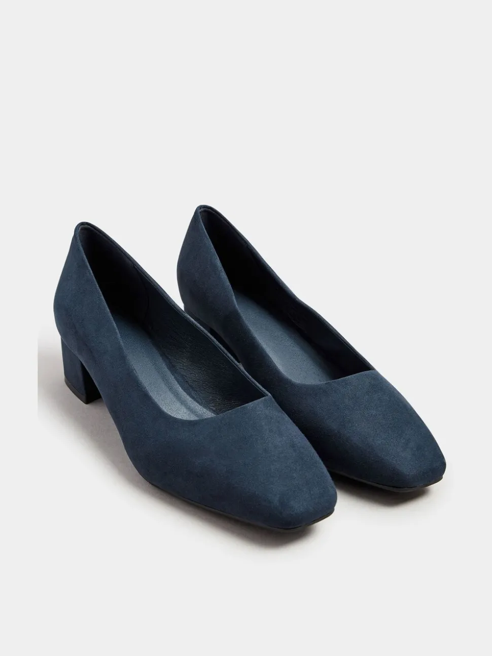 Yours Curve Blue Extra-Wide Fit Square Toe Court Shoes