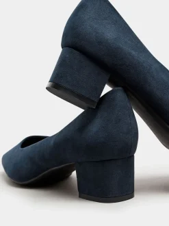 Yours Curve Blue Extra-Wide Fit Square Toe Court Shoes