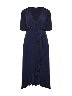 Yours Curve Blue London Ruffle Wrap Dress