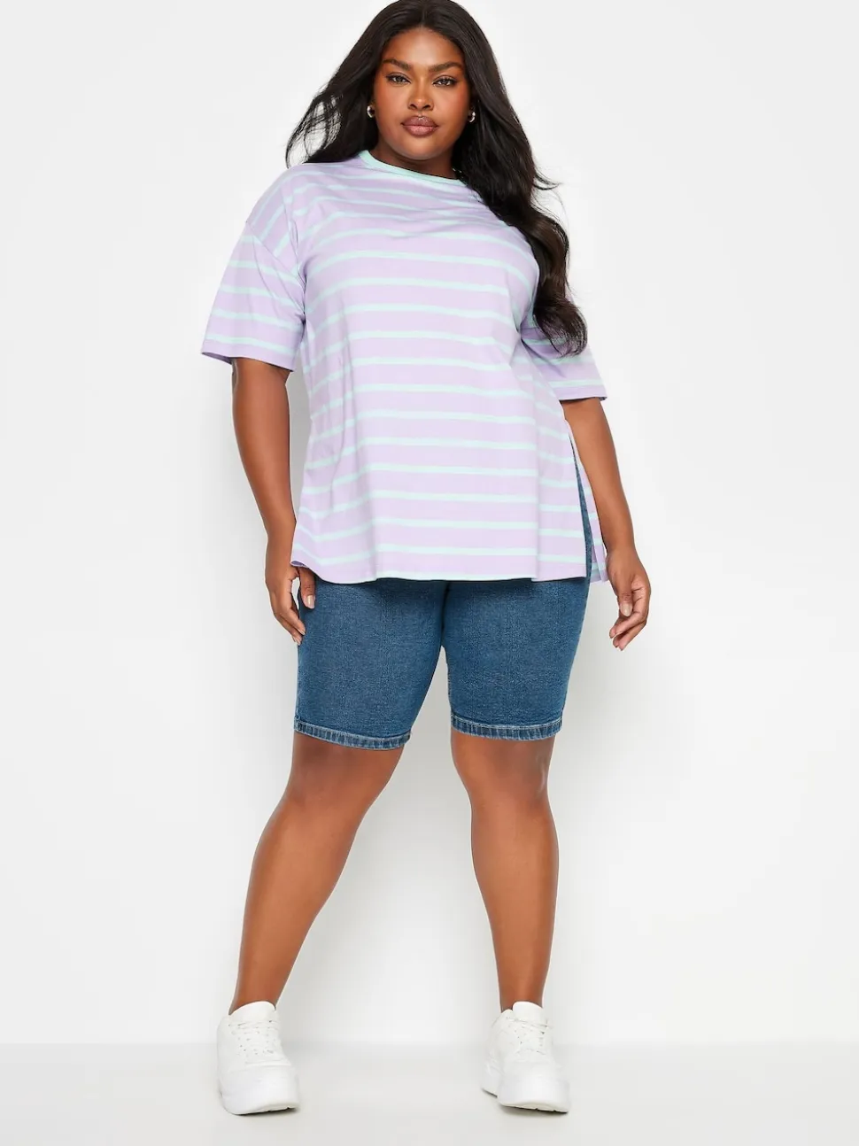Yours Curve Blue Pull On Stretch Denim Cycling Shorts