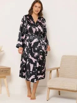 Yours Curve Blue Satin Robe