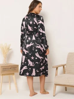 Yours Curve Blue Satin Robe