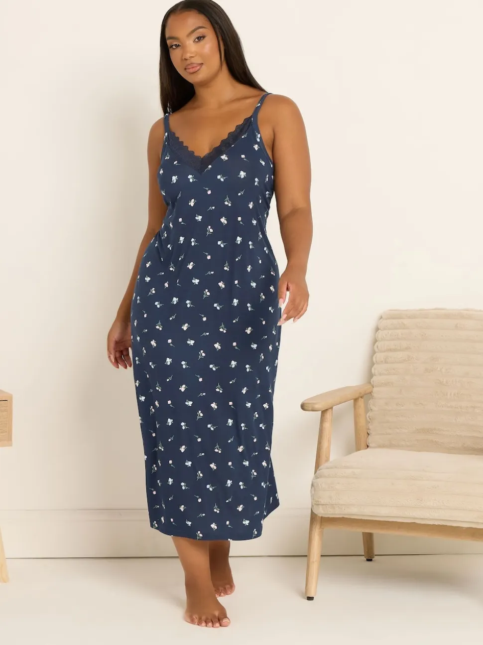 Yours Curve Blue Soft Touch Midaxi Chemise