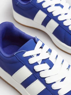 Yours Curve Blue Wide Fit Wide Fit Padded Skate Trainers