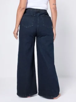 Yours Curve Blue Wide Fit Wide Leg Puddle Jeans
