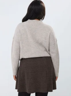 Yours Curve Brown Check Mini Skirt