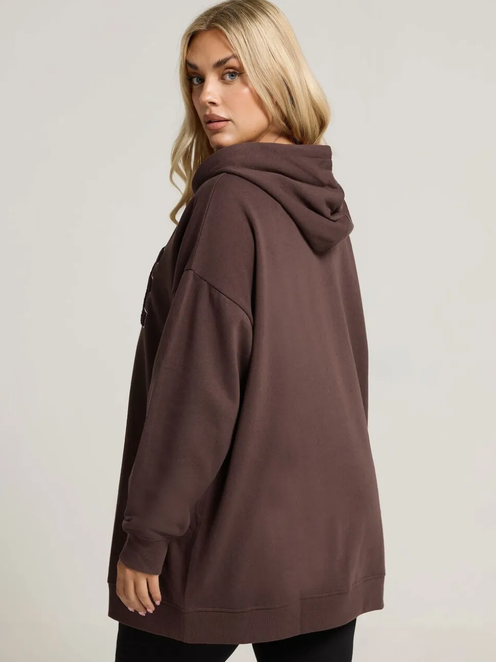 Yours Curve Brown Coffee Club Hoodie