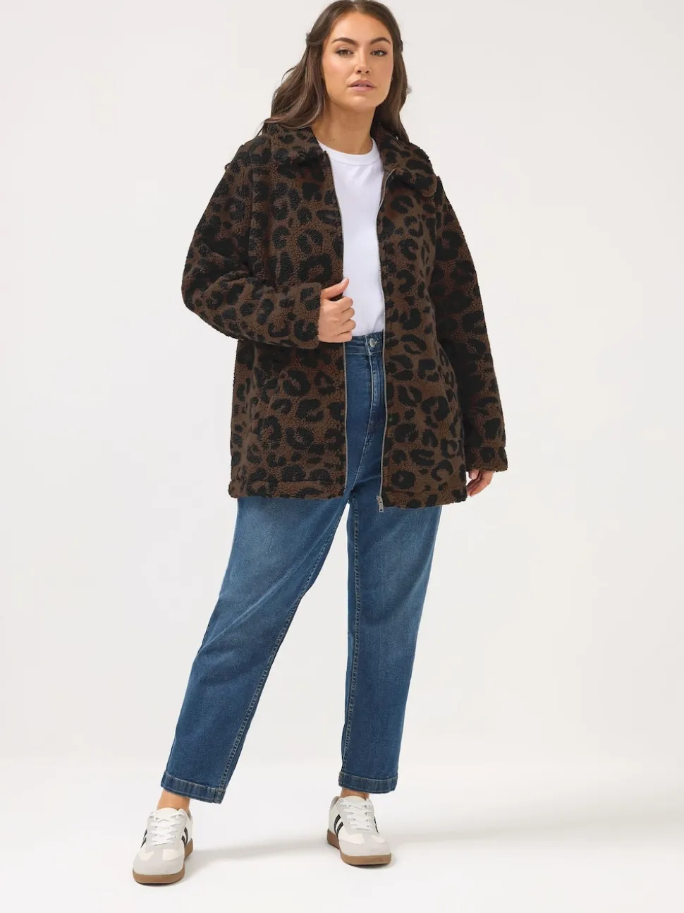 Yours Curve Brown Heavy Borg Zip Thru Fleece