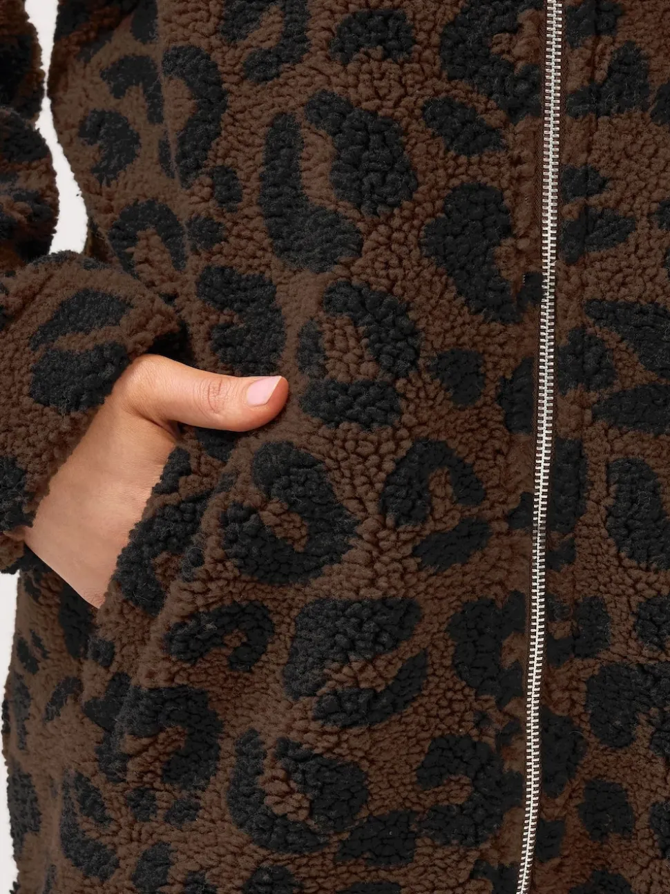 Yours Curve Brown Heavy Borg Zip Thru Fleece