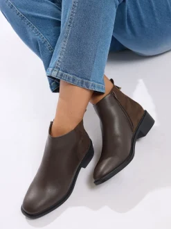 Yours Curve Brown Wide Fit Extra-Wide Fit Metal Trim Ankle Boots
