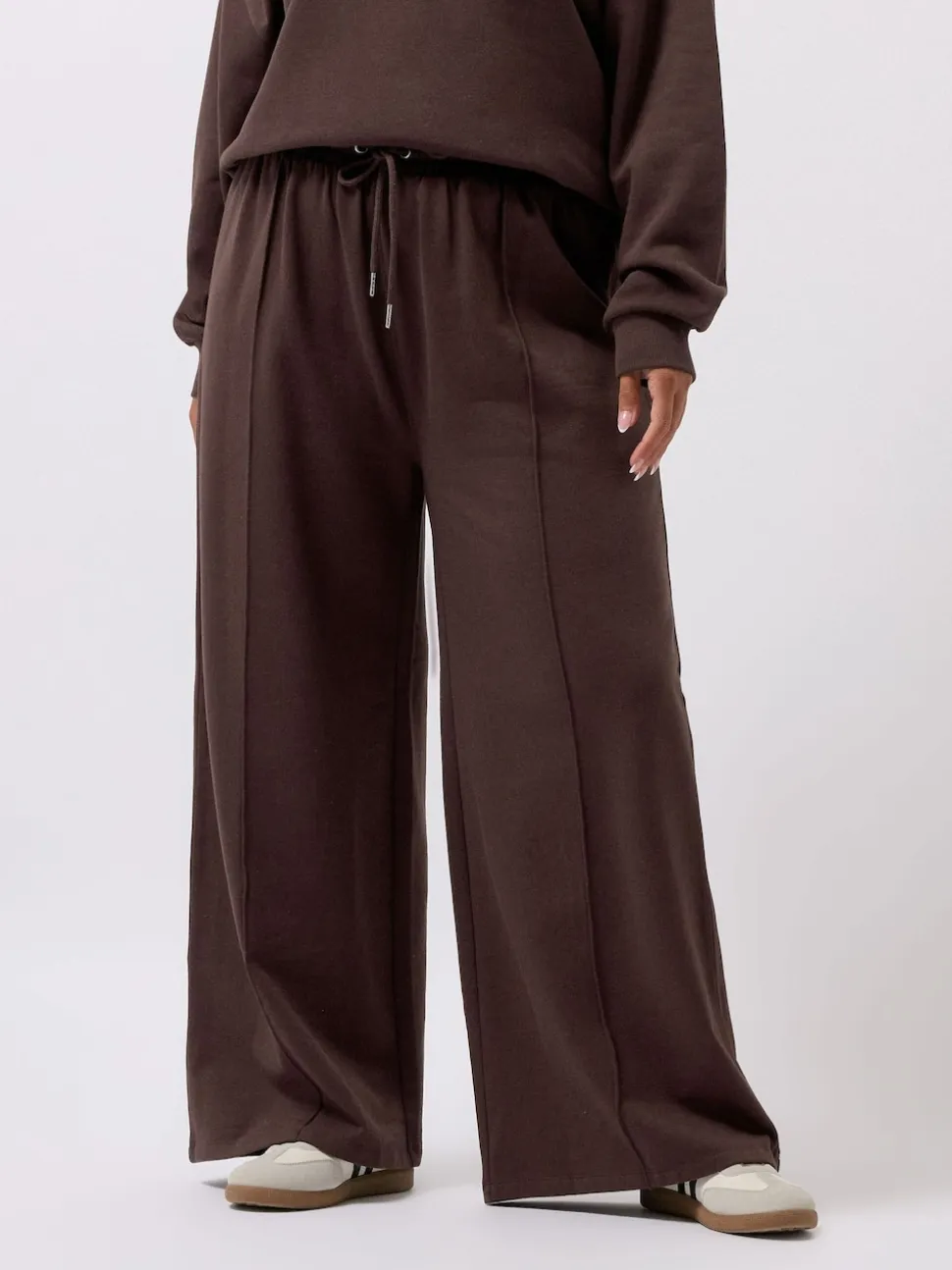 Yours Curve Brown Wide Fit Wide Leg Joggers