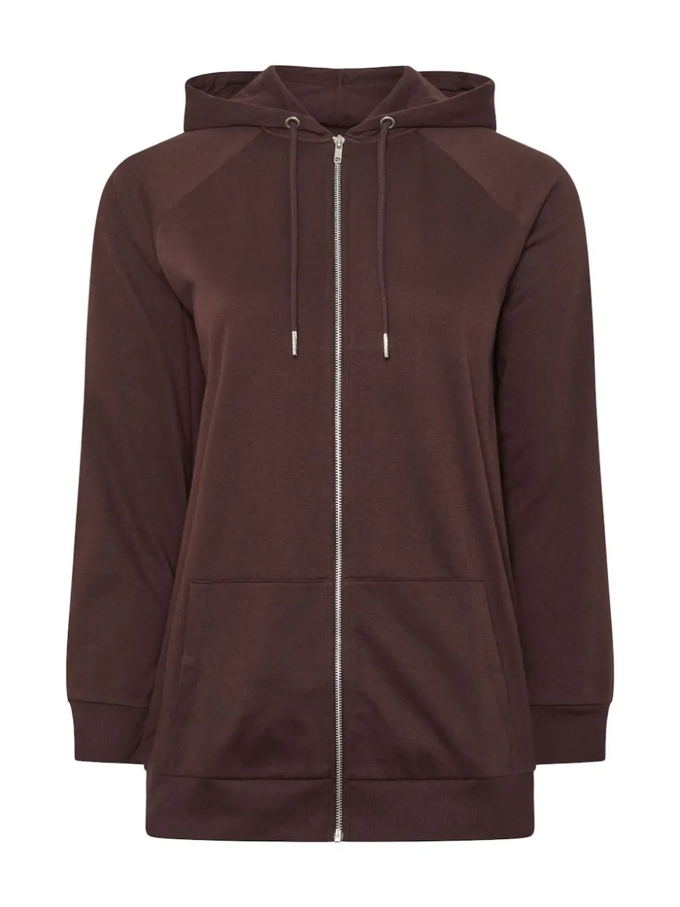 Yours Curve Brown Zip Thru Hoodie