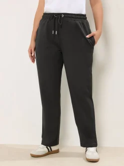 Yours Curve Denim Black Tie Waist Joggers