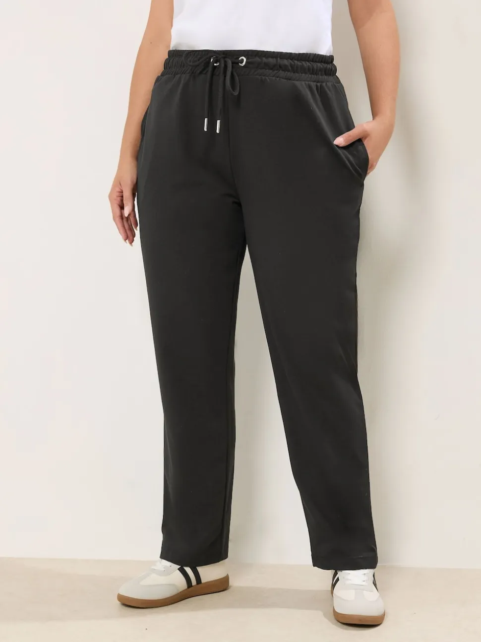 Yours Curve Denim Black Tie Waist Joggers