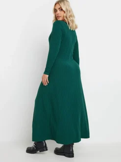 Yours Curve Green Ribbed Maxi Dress