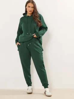 Yours Curve Green Tie Cuffed Joggers