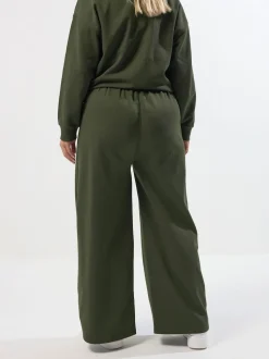 Yours Curve Green Wide Fit Wide Leg Joggers