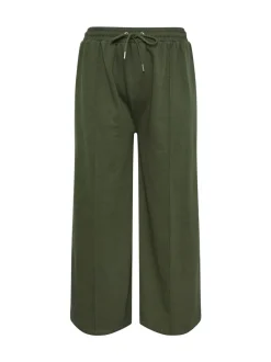 Yours Curve Green Wide Fit Wide Leg Joggers