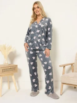 Yours Curve Grey Baby Fleece Pyjamas Set