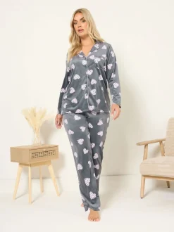 Yours Curve Grey Baby Fleece Pyjamas Set