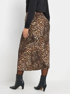 Yours Curve Natural Leopard Print Structured Skirt