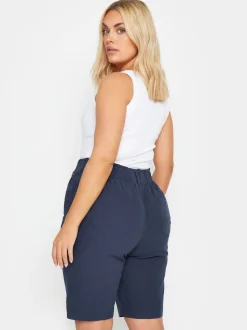 Yours Curve Navy Blue Cool 100% Cotton Shorts