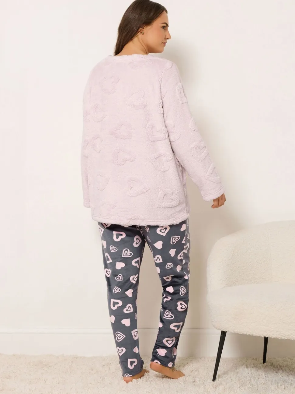 Yours Curve Pink Clipped Lounge Set