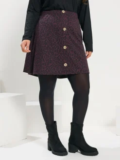Yours Curve Purple Button Front Skirt