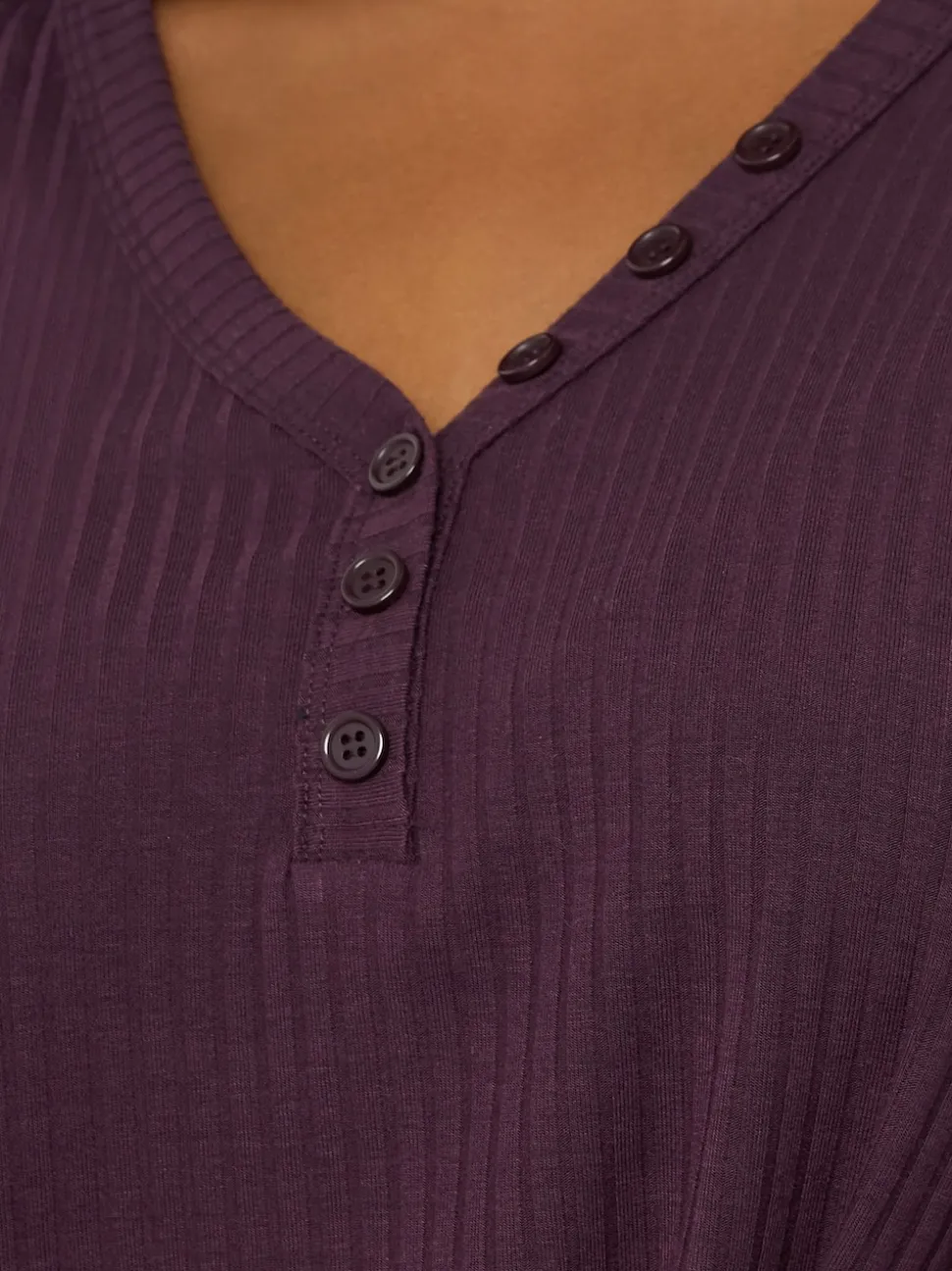 Yours Curve Purple Henley Ribbed Swing Blouse