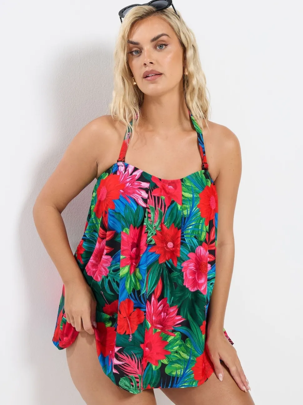 Yours Curve Red A-Line Tankini