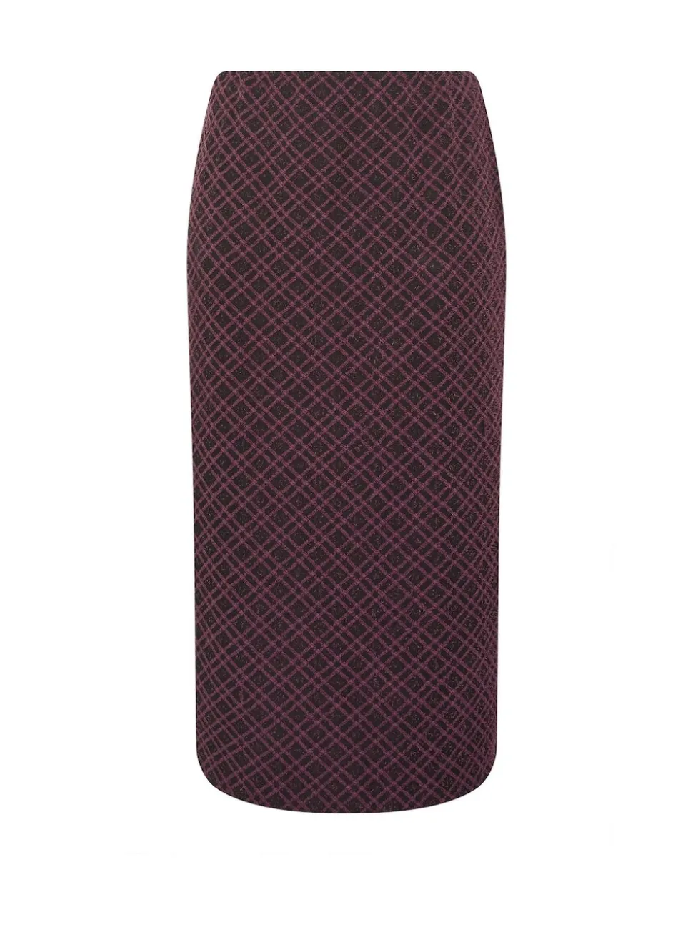 Yours Curve Red Checked Midi Ponte Skirt
