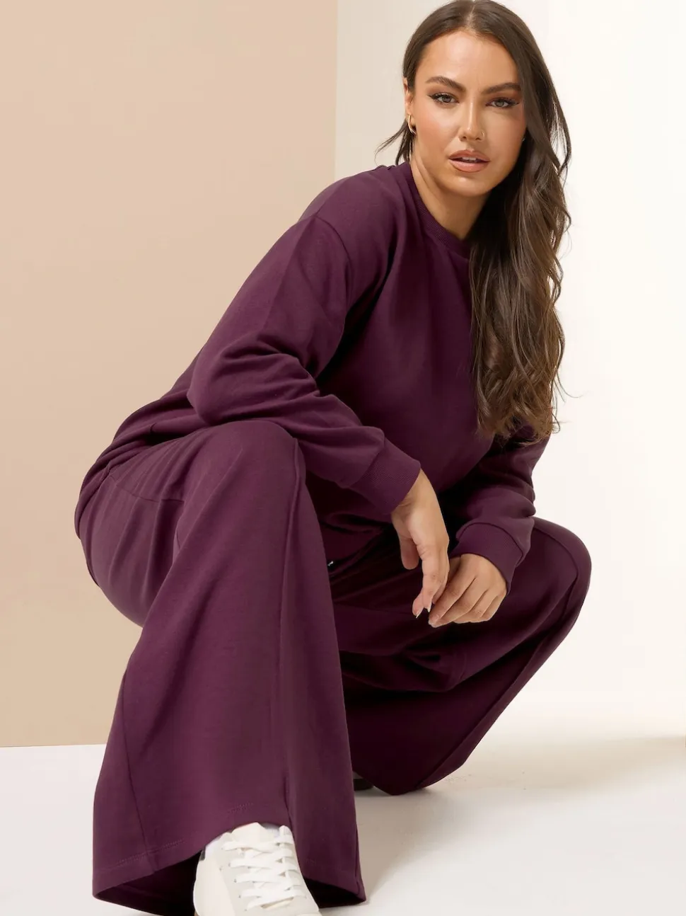 Yours Curve Red Crew Neck Sweatshirt Joggers Set