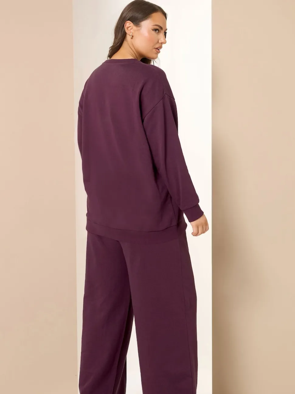 Yours Curve Red Crew Neck Sweatshirt Joggers Set