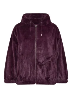 Yours Curve Red Faux Fur Zip Thru Hooded Fleece