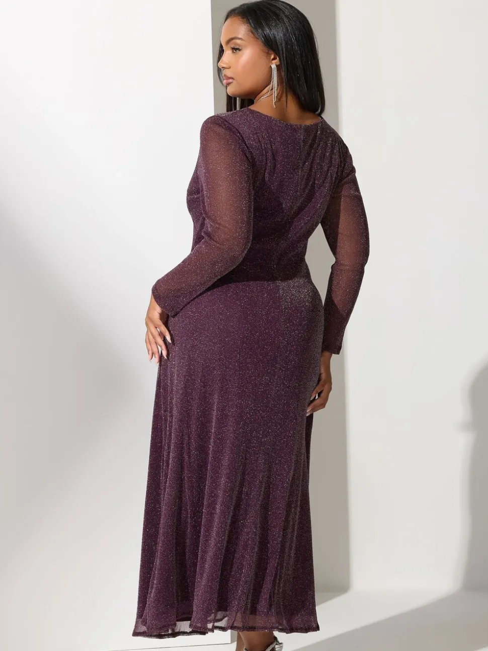 Yours Curve Red London Metallic Twist Front Maxi Dress