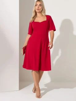Yours Curve Red London Panelled Skater Dress