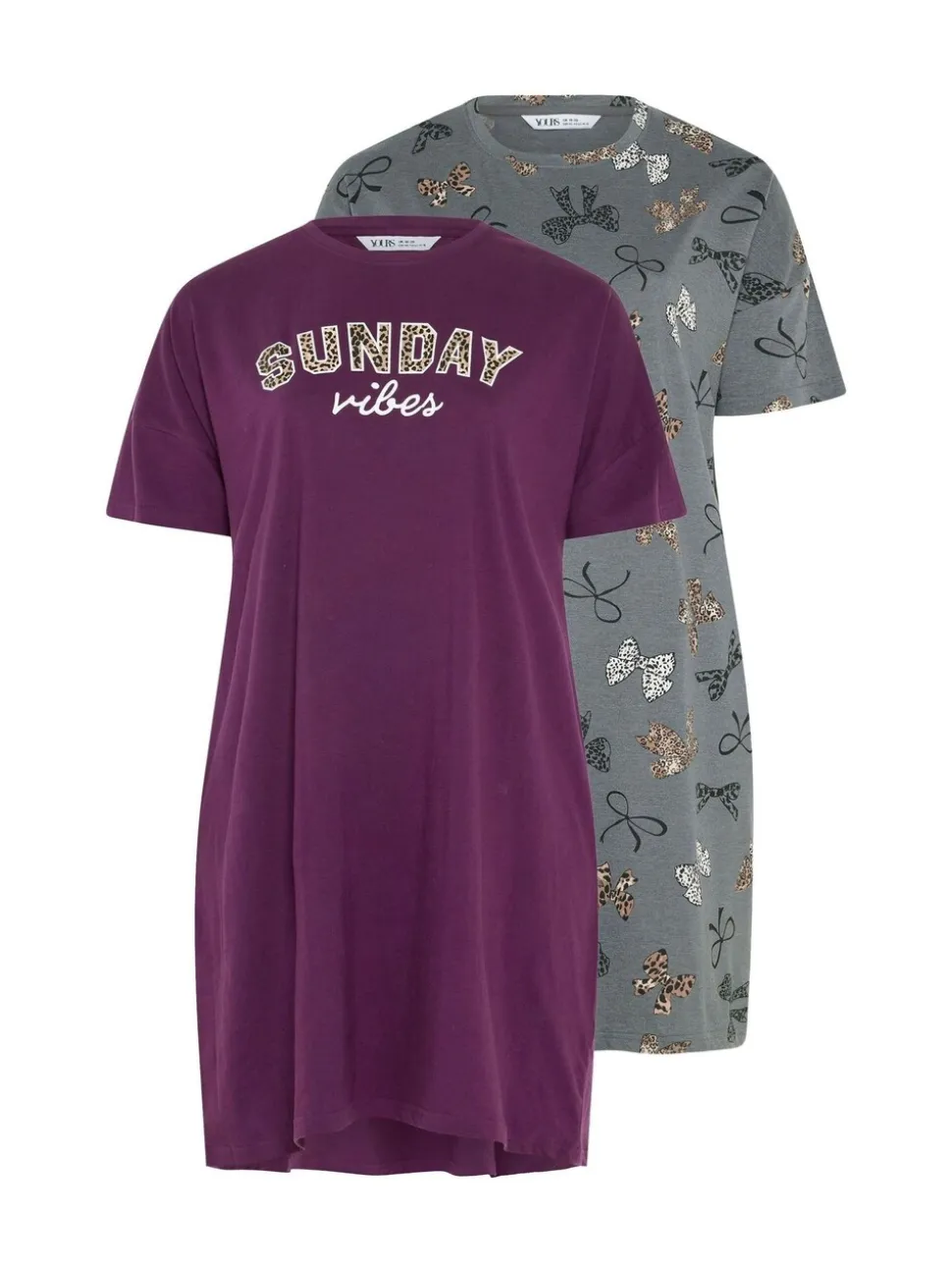 Yours Curve Red Sunday Vibes Sleeptee Nightdress 2 Pack