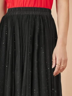 Yumi Black Sparkle Mesh Tulle Skirt