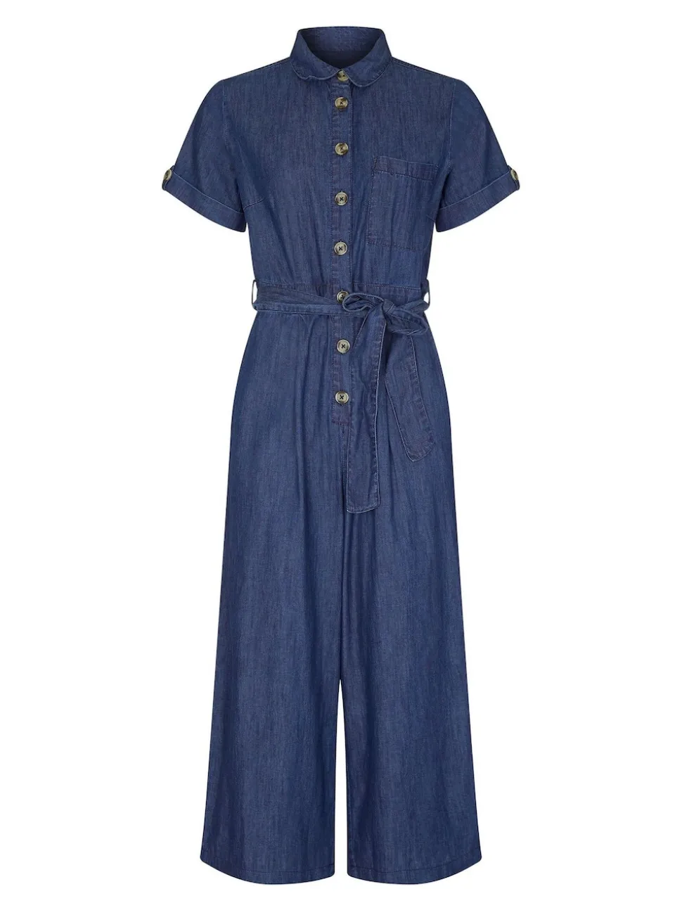 Yumi Blue 100% Cotton Denim Button Jumpsuit